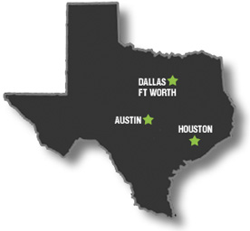 Texas Map of Dallas apartments, Fort Worth apartments, Austin apartments and Houston apartments